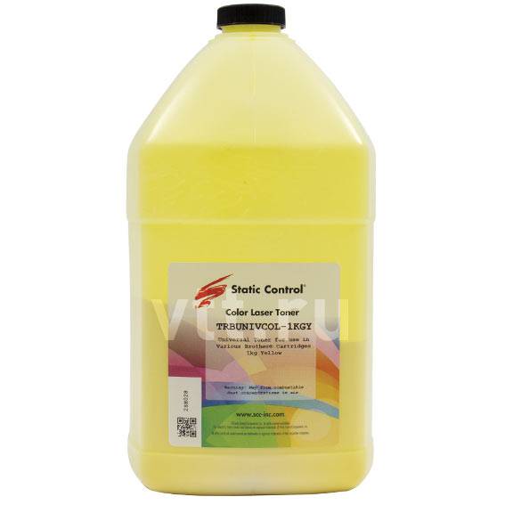 Тонер Static Control Универсальный для Brother Color, Y, 1 кг, флакон — для бизнеса и офиса
