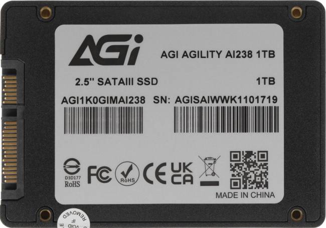 Накопитель SSD AGI TECHNOLOGY CO., LTD AGI1K0GIMAI238 — для бизнеса и офиса