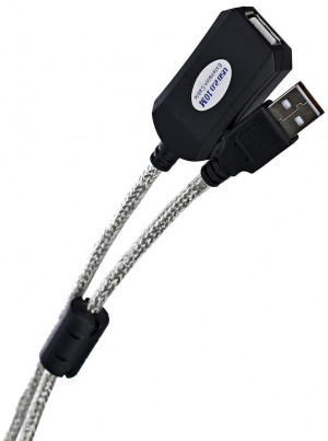 Кабель-адаптер USB2.0-repeater, удлинительный активный <Am->Af> 10м Aopen/Qust <ACU823-10M> VCOM USB 2.0 Type-AM - USB 2.0 Type-AF