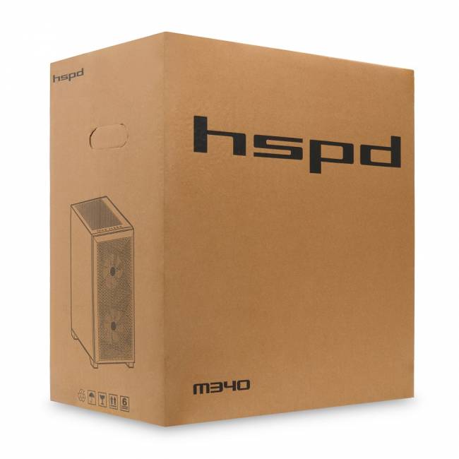 Корпус без блока питания HSPD M340-TGBK — для бизнеса и офиса
