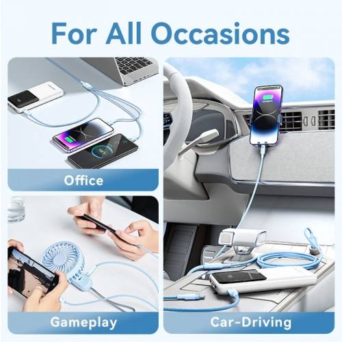 Кабель Vention 3 в 1 USB 2.0 AM/ Micro-B, USB-C, Lightning M - 1.5м. Черный 6A, шт. Vention CTRBG — для бизнеса и офиса