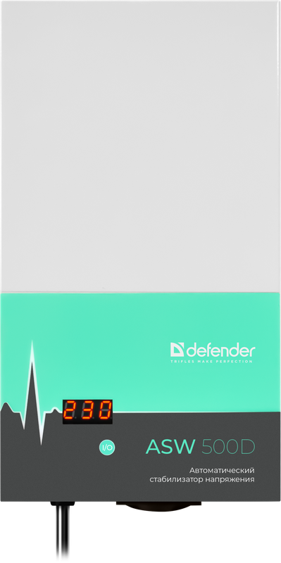 Стабилизатор напряжения ASW 500D настенный 300Вт толщина 65мм, 1 розетка Defender ASW 500D (99044) — для бизнеса и офиса