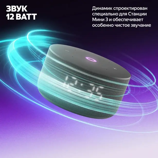 Умная колонка ЯНДЕКС Станция Мини 3, 12Вт, с Алисой на YaGPT, черный — для бизнеса и офиса