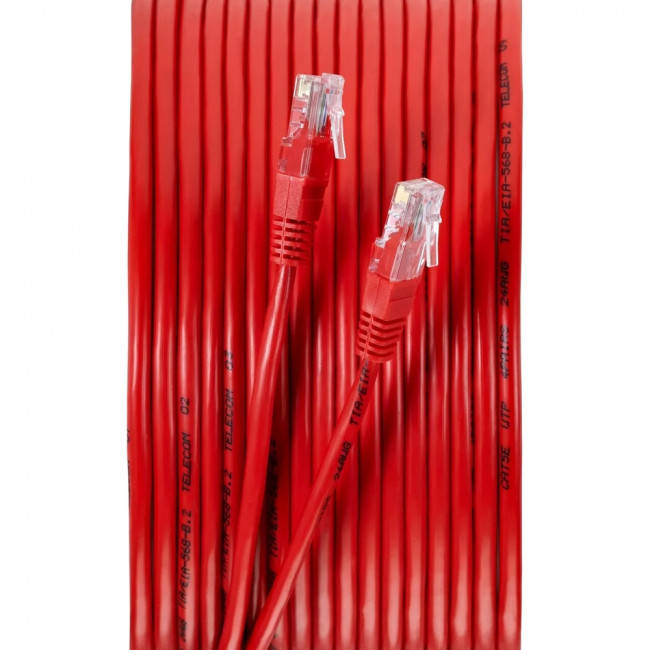 Патчкорд литой "Telecom" UTP кат.5е 5,0м красный VCOM NA102-R-5M — для бизнеса и офиса Патчкорд литой "Telecom" UTP кат.5е 5,0м красный VCOM NA102-R-5M — для бизнеса и офиса