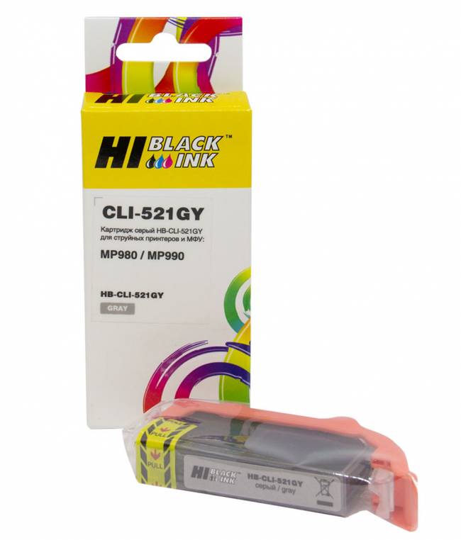 Картридж Hi-Black (CLI-521GY) для Canon PIXMA MP980/990, серый — для бизнеса и офиса