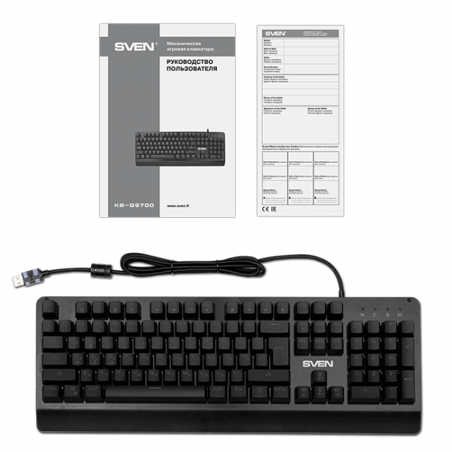 Механическая игровая клавиатура SVEN KB-G9700 (104 кл,+12Fn,RED switch, RGB, мет, корпус) SVEN KB-G9700 — для бизнеса и офиса