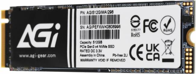 Накопитель SSD AGI TECHNOLOGY CO., LTD AGI512GIMAI298 — для бизнеса и офиса