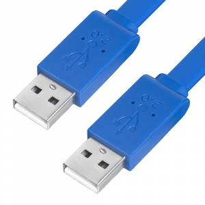 GCR Кабель PROF 1.5m USB 2.0, AM/AM, плоский, синий, морозостойкий, GCR-UM4MF-BD-1.5m Greenconnect GCR-UM4MF-BD-1.5m
