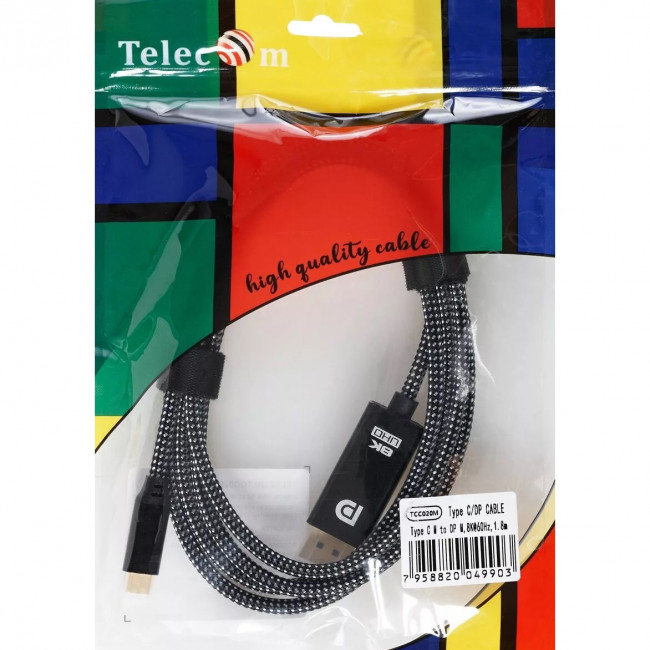 Кабель-адаптер USB Type-Cm --> DP(m) 4K@120Hz 8K@60Hz, 1.8m Telecom <TCC020M-1.8M> Адаптер-переходник Telecom USB Type C M/DisplayPort M (TCC020M-1.8M) — для бизнеса и офиса Кабель-адаптер USB Type-Cm --> DP(m) 4K@120Hz 8K@60Hz, 1.8m Telecom <TCC020M-1.8M> Адаптер-переходник Telecom USB Type C M/DisplayPort M (TCC020M-1.8M) — для бизнеса и офиса