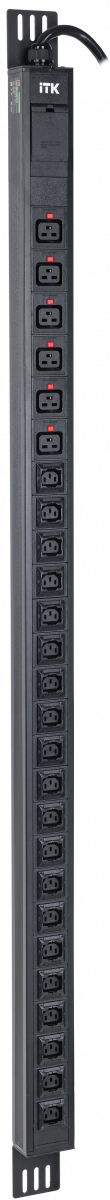 ITK PDU верт. 33U 1ф 32А 20 роз. C13 6 C19 каб. 3м IEC60309 ITK PV22-20C13-06C19-41 — для бизнеса и офиса