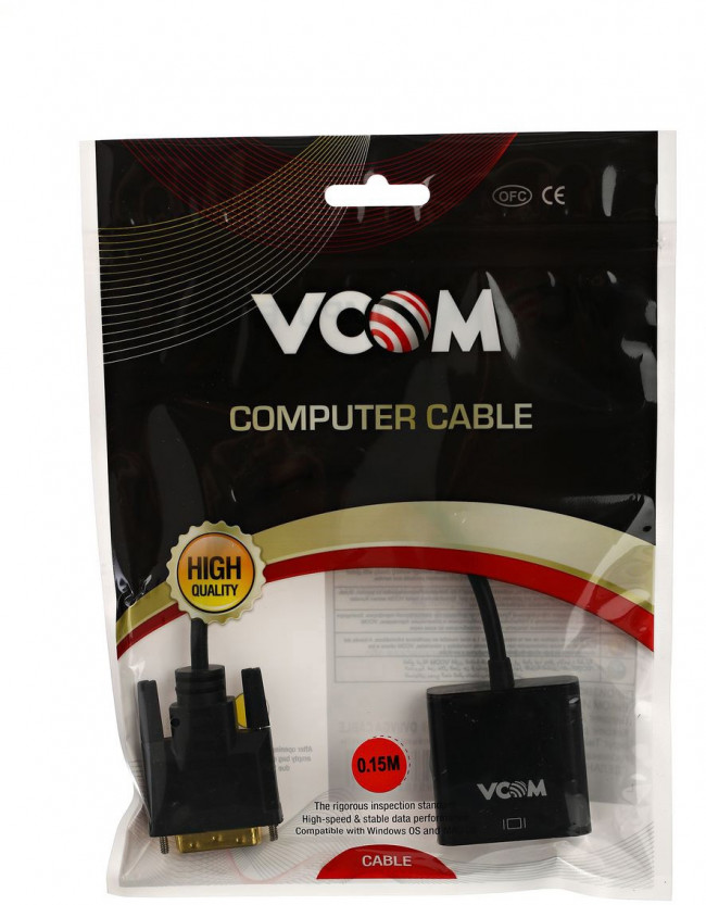 Кабель-переходник DVI-D 25M ---> VGA 15F  VCOM <CG491> VCOM DVI-D 25M - VGA 15F