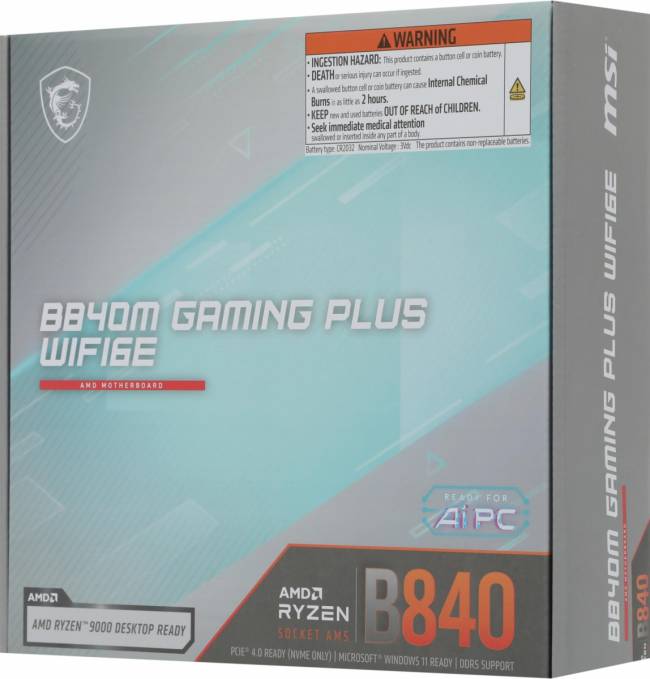 Материнская плата MSI B840M GAMING PLUS WIFI6E — для бизнеса и офиса