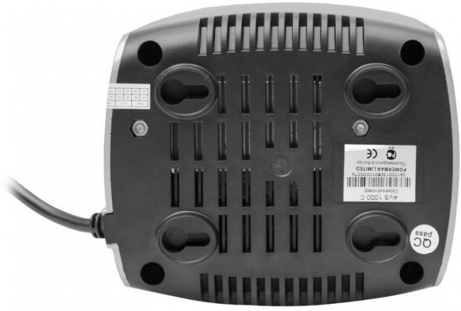 Стабилизатор POWERMAN AVS 1000C, ступенчатый регулятор, 1000ВА/500Вт, 150-280В, максимальный входной ток 8А, 2 евророзетки, IP-20, напольный,  151мм х 126мм х 123мм, 2 кг. POWERMAN AVS 1000C