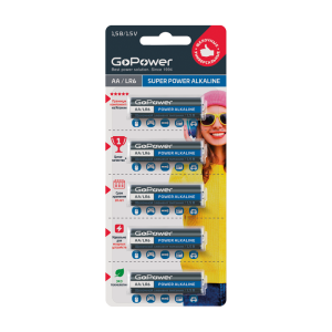Батарейка GoPower LR6 AA BL5 Alkaline 1.5V (5/50/600) GoPower 00-00023779