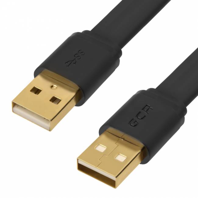 GCR Кабель PROF 2.0m USB 2.0 AM/AM плоский, черный, GOLD, 28/24 AWG, экран, морозостойкий, GCR-UM7M-BСG-2.0m Greenconnect GCR-UM7M-BCG-2.0m — для бизнеса и офиса