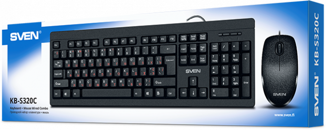 Набор клавиатура+мышь SVEN KB-S320C черный (104 кл., 1000DPI, 2+1кл.) Набор клавиатура+мышь SVEN KB-S320C