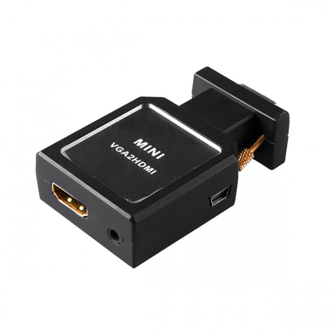 Конвертер переходник VGA + 3.5mm в HDMI,  Greenline, 1920x1080p 60Hz, EDID, GL-v135 Greenconnect VGA + 3.5mm в HDMI,  Greenline, 1920x1080p 60Hz, EDID — для бизнеса и офиса