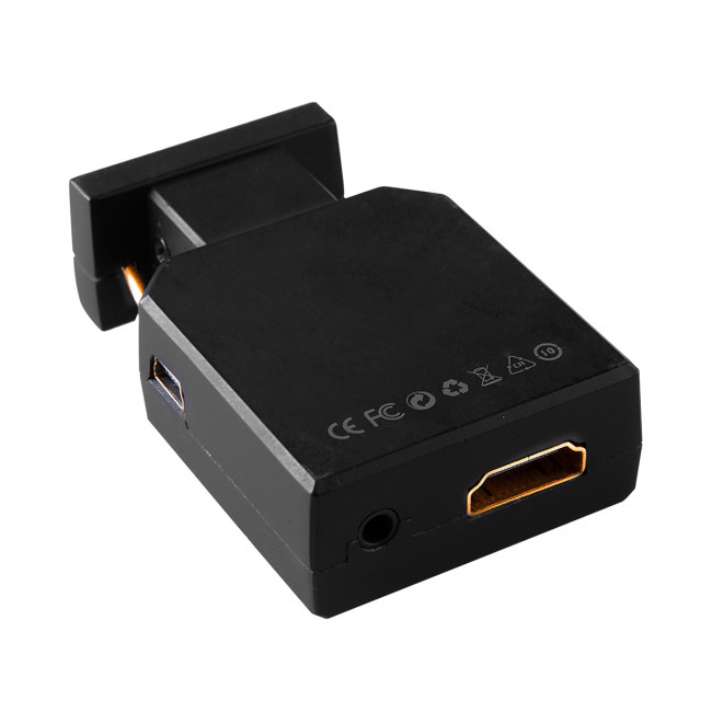 Конвертер переходник VGA + 3.5mm в HDMI,  Greenline, 1920x1080p 60Hz, EDID, GL-v135 Greenconnect VGA + 3.5mm в HDMI,  Greenline, 1920x1080p 60Hz, EDID — для бизнеса и офиса