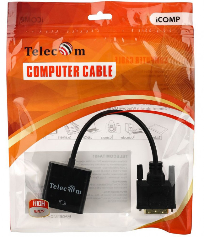 Кабель-переходник DVI-D 25M ---> VGA 15F  Telecom <TA491> Telecom DVI-D 25M ---> VGA 15F