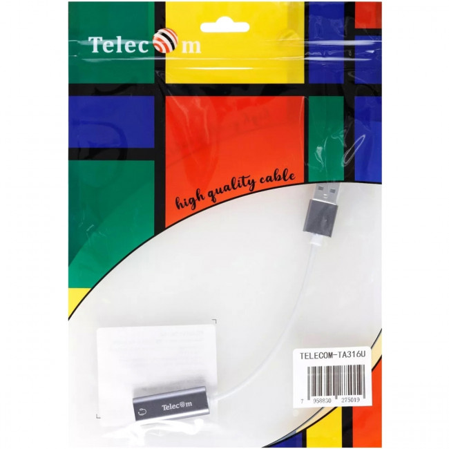 Переходник аудио USB2.0(M)-->3.5мм F (гнездо) Telecom  0.1м <TA316U> Переходник Telecom USB 2.0 Type-AM/mini jack 3.5 mm F (TA316U)