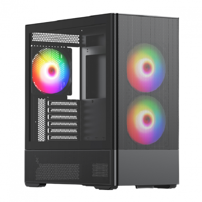 Корпус без блока питания HSPD M712-TGBK-ARGB — для бизнеса и офиса