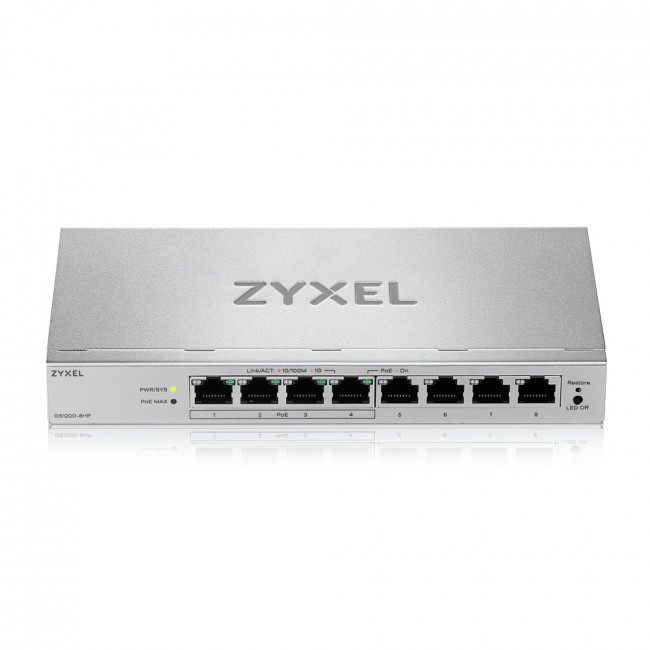 Коммутатор ZYXEL GS1200-8HPV3-EU0101F — для бизнеса и офиса Коммутатор ZYXEL GS1200-8HPV3-EU0101F — для бизнеса и офиса