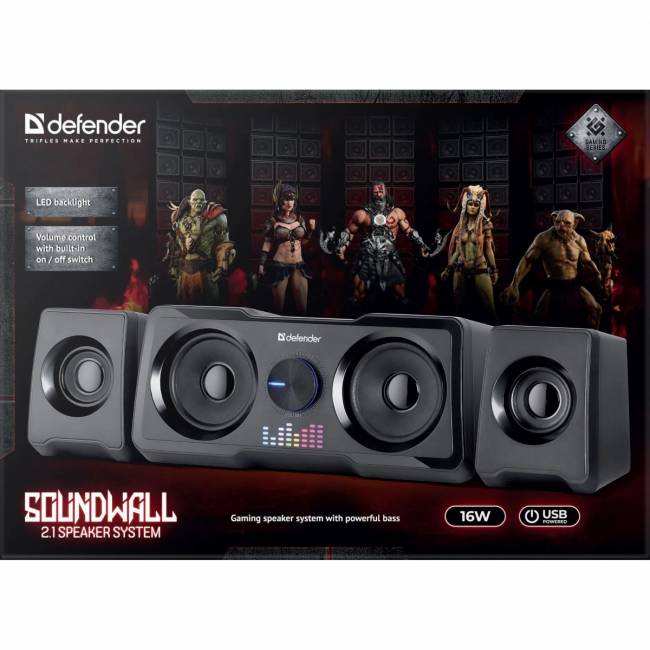 Defender Акустическая 2.1 система Soundwall 16 Вт, питание от USB Defender 65214 — для бизнеса и офиса Defender Акустическая 2.1 система Soundwall 16 Вт, питание от USB Defender 65214 — для бизнеса и офиса