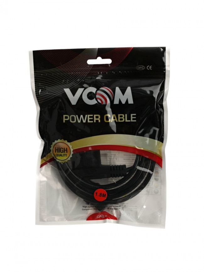 Кабель компьютер --> розетка 220V ( угловая Евровилка) <VDE> 3G*0,5mm2 VCOM <CE021-CU0.5-1.8> , 1.8м VCOM CE021-CU0.5-1.8M