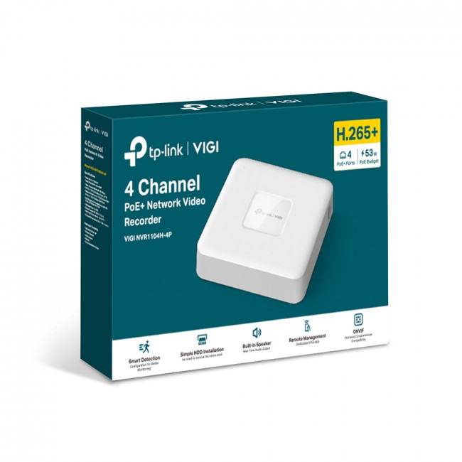 4-канальный сетевой видеорегистратор с поддержкой PoE TP-Link VIGI NVR1104H-4P