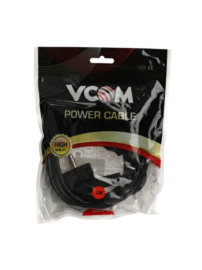 Кабель компьютер --> розетка 220V ( угловая Евровилка) <VDE> 3G*0,5mm2 VCOM <CE021-CU0.5-3> , 3,0 м VCOM CE021-CU0.5-3M