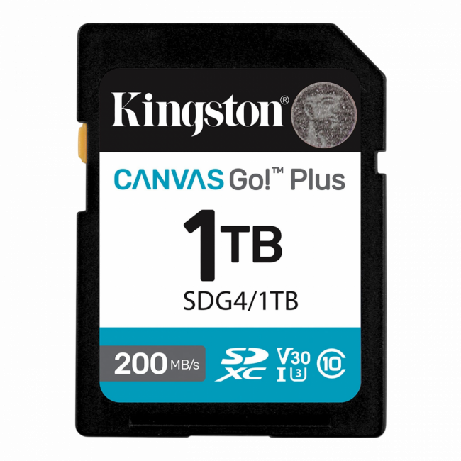 Карта памяти Kingston 1TB SDXC Canvas Go Plus 1TB SDXC Canvas Go Plus Gen4 200MB/s C10 UHS-I U3 V30 Kingston SDG4/1TB — для бизнеса и офиса