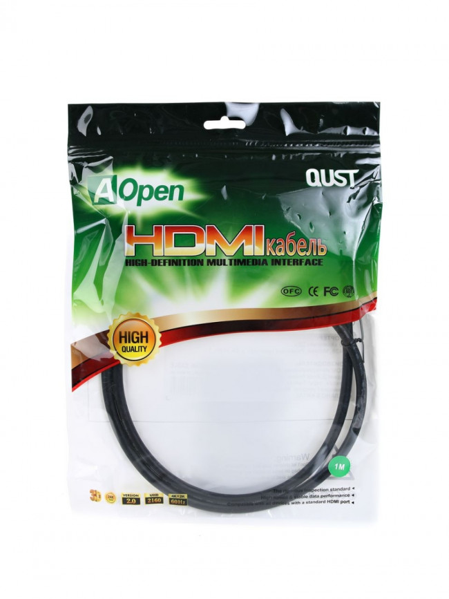 Кабель HDMI 19M/M ver 2.0, 1М  Aopen <ACG711-1M> AOpen HDMI (m) - HDMI (m) 1м