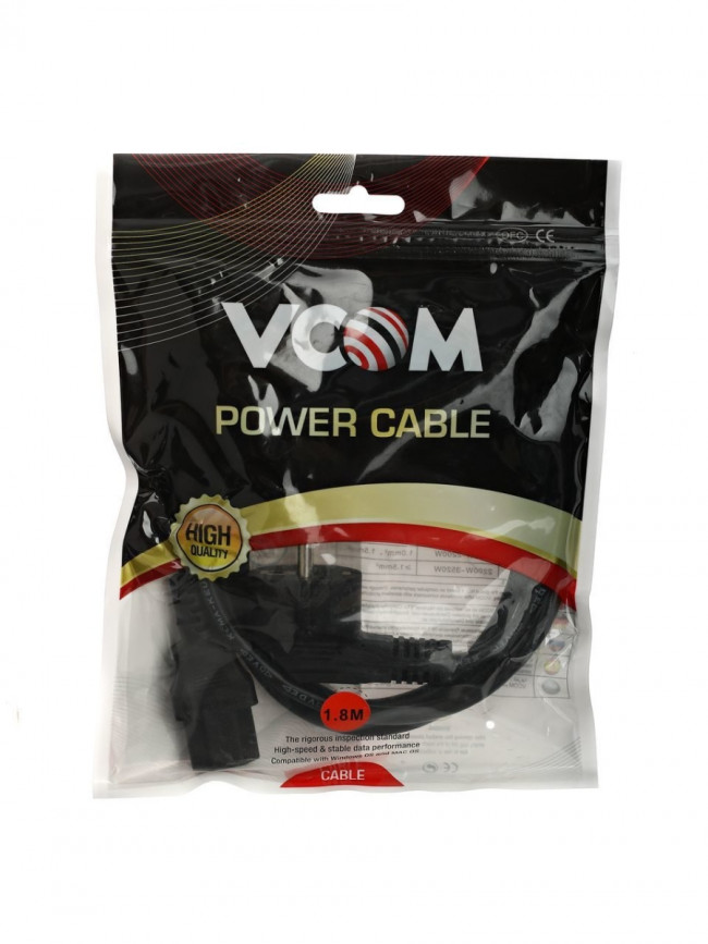 Кабель компьютер --> розетка 220V ( угловая Евровилка) <VDE> 3G*0,75mm2 VCOM <CE021-CU0.75-1.8> 1,8м VCOM CE021-CU0.75-1.8M