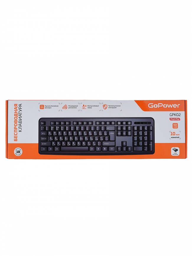Клавиатура Клавиатура беспроводная GoPower GPK02 (00-00030988) — для бизнеса и офиса