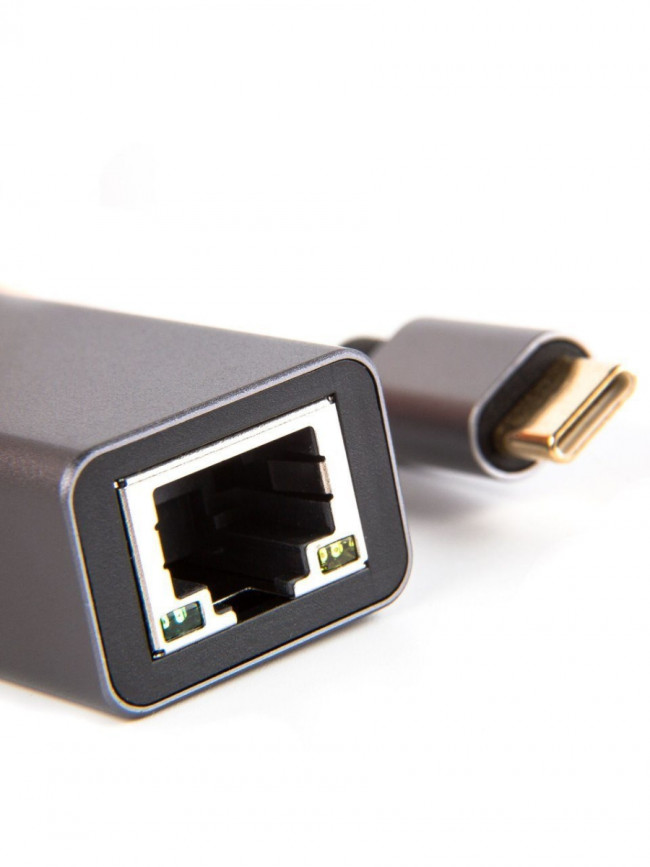 Кабель-переходник USB 3.1 Type-C -->RJ-45 1000Mbps Ethernet, Aluminum Shell, 0.15м VCOM <DU320M> VCOM DU320M