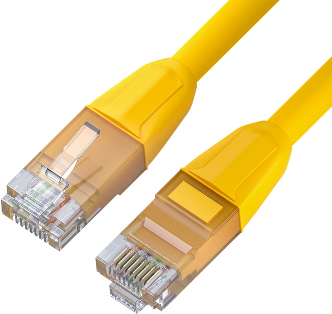 GCR Патч-корд прямой 1.0m LSZH UTP кат.6, желтый, 24 AWG, литой без фиксатора, ethernet high speed, RJ45, T568B Greenconnect RJ45(m) - RJ45(m) Cat. 6 U/UTP LSZH 1м