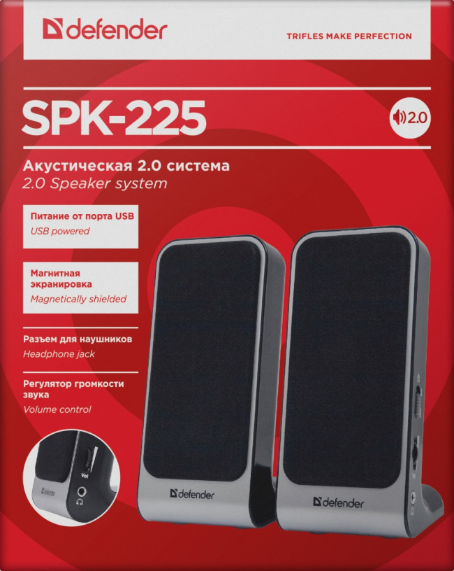 Defender Акустическая 2.0 система SPK-225 4 Вт, питание от USB Defender SPK-225