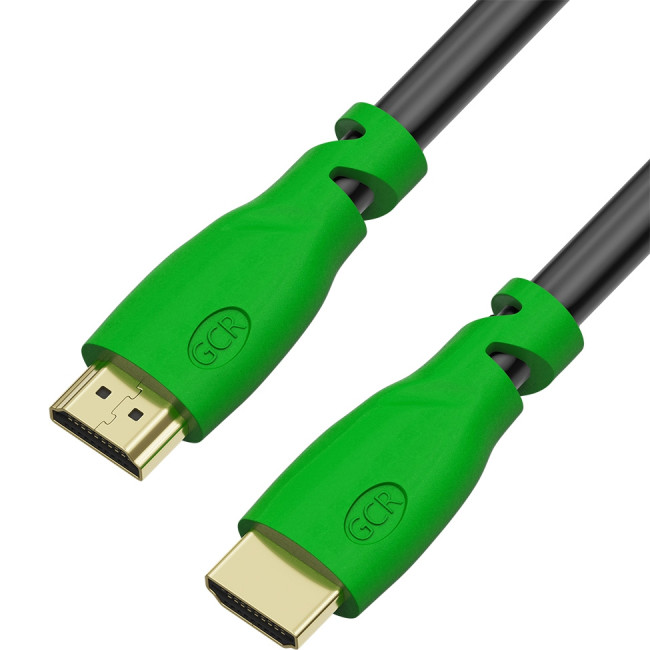 Greenconnect Кабель 1.0m, HDMI версия 2.0 HDR 4:2:2, Ultra HD, 4K 60 fps 60Hz/5K*30Hz, 3D, AUDIO, 18.0 Гбит/с, 28/28 AWG, OD7.3mm, тройной экран, черный, зеленые коннекторы, GCR-HM321-1.0m Greenconnect GCR-HM321-1.0m — для бизнеса и офиса