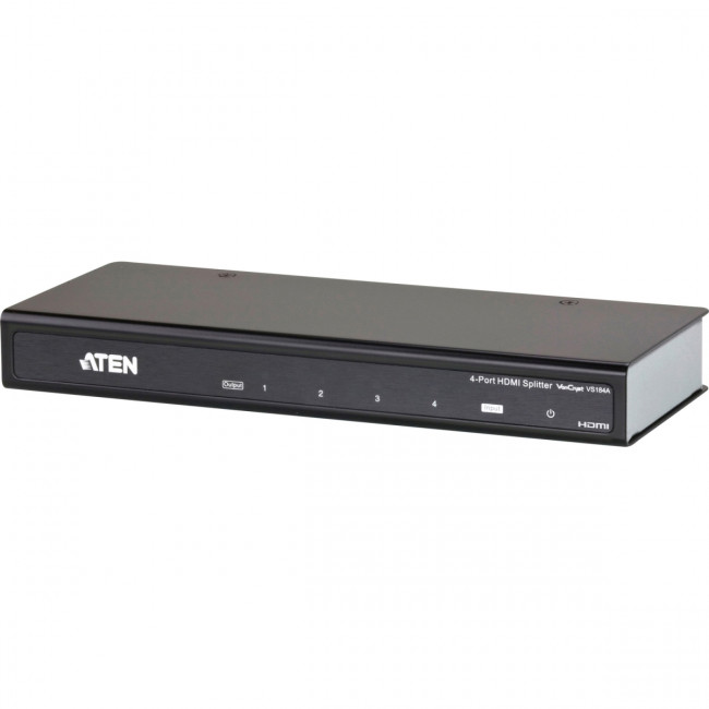 Разветвитель, электрон., HDMI, 1> 4Устройства,  20 метр.(24AWG)/15 метр.(28AWG), F, без шнуров, Б.П. 220> 5.3V, (до 1920x1200 60Hz;HDMI 1.3b/HDCP 1.1;HDTV 480p/720p/1080i/1080pкаскад до 3-х уровней) ATEN VS184A