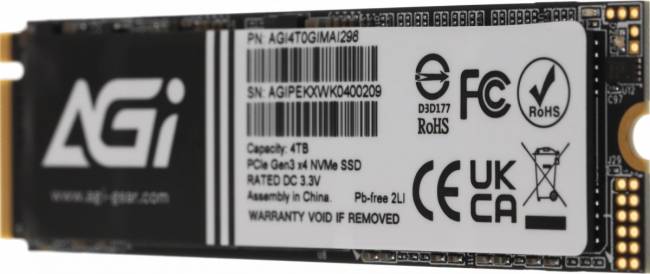 Накопитель SSD AGI TECHNOLOGY CO., LTD AGI4T0GIMAI298 — для бизнеса и офиса