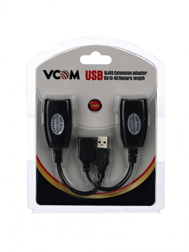 Адаптер-удлинитель USB-AMAF/RJ45, по витой паре до 45m , VCOM <CU824> VCOM CU824 Адаптер-удлинитель USB-AMAF/RJ45, по витой паре до 45m , VCOM <CU824> VCOM CU824