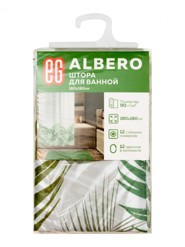 Штора для ванной Штора для ванной Albero, 180x180 см