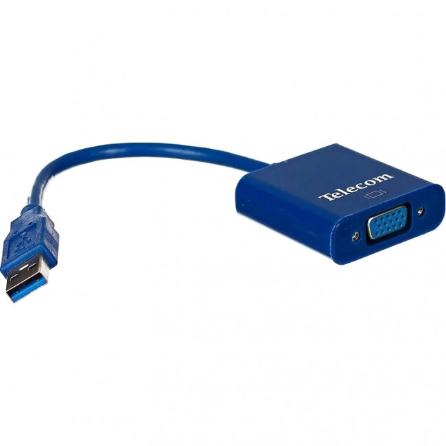 Адаптер USB 3.0 -> VGA-F display adapter Telecom <TA710> Адаптер Telecom USB 3.0 A M/VGA F (TA710) — для бизнеса и офиса