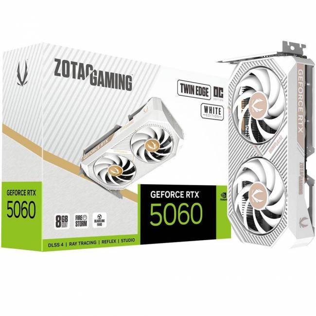 Видеокарта Zotac GAMING GeForce RTX 5060 Twin Edge OC White Edition 8Gb (ZT-B50600Q-10M) — для бизнеса и офиса Видеокарта Zotac GAMING GeForce RTX 5060 Twin Edge OC White Edition 8Gb (ZT-B50600Q-10M) — для бизнеса и офиса