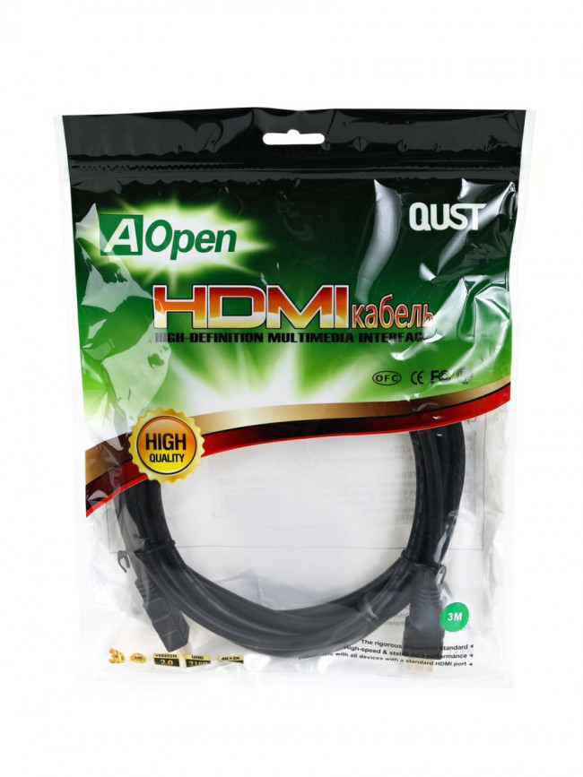 Кабель HDMI 19M/M ver 2.0, 3М  Aopen <ACG711-3M> AOpen HDMI (m) - HDMI (m) 3м
