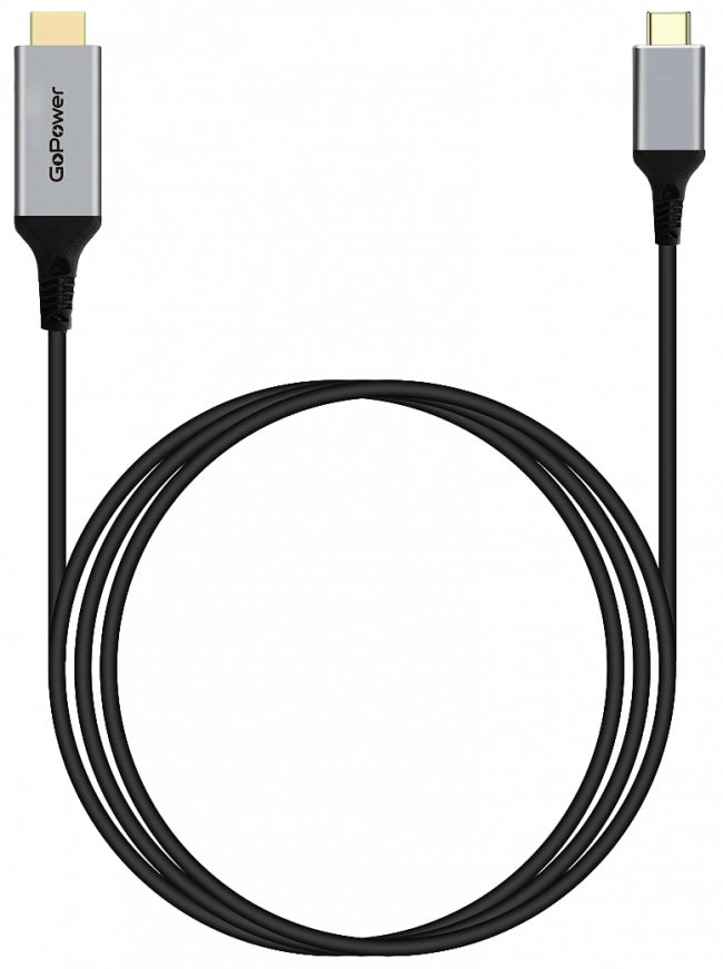 Кабель GoPower Type-C (m)-HDMI (m) — для бизнеса и офиса Кабель GoPower Type-C (m)-HDMI (m) — для бизнеса и офиса