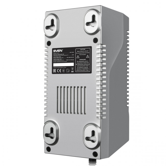 Автоматический стабилизатор напряжения SVEN  VR-F1000 (320Вт,Вх.185V-285В, 4 розетки CEE7/4(2 розетки со стабилизацией, 2 розетки сетевой фильтр), вых.230В, пластиковый корпус, серебряный цвет) Sven SV-018818