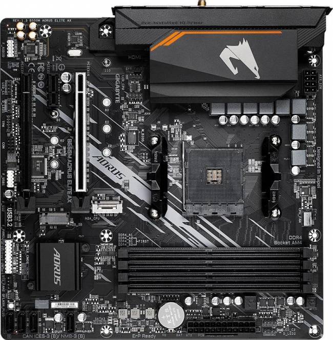 Материнская плата Gigabyte B550M AORUS ELITE AX — для бизнеса и офиса Материнская плата Gigabyte B550M AORUS ELITE AX — для бизнеса и офиса