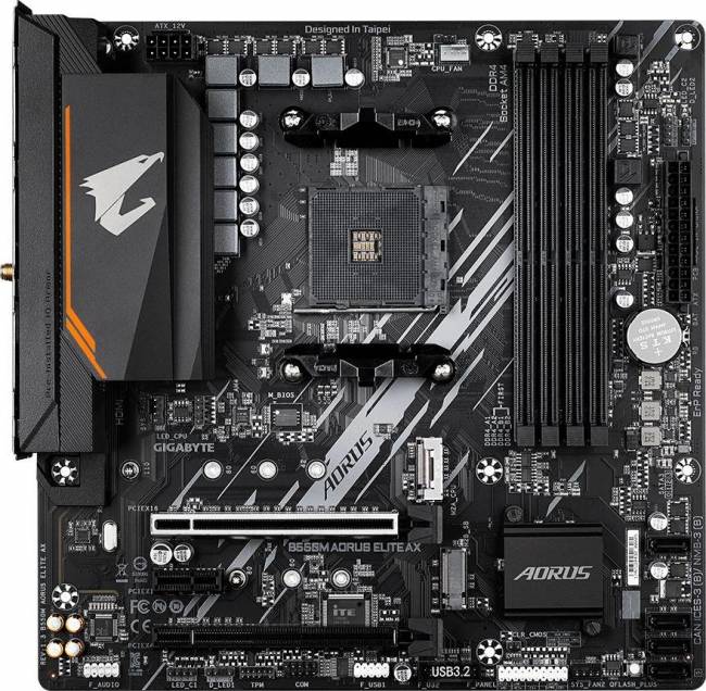 Материнская плата Gigabyte B550M AORUS ELITE AX — для бизнеса и офиса Материнская плата Gigabyte B550M AORUS ELITE AX — для бизнеса и офиса