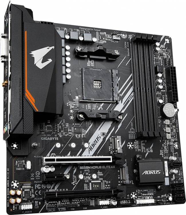 Материнская плата Gigabyte B550M AORUS ELITE AX — для бизнеса и офиса Материнская плата Gigabyte B550M AORUS ELITE AX — для бизнеса и офиса